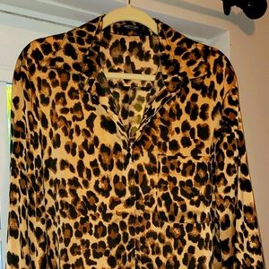 Leopard print button down shirt